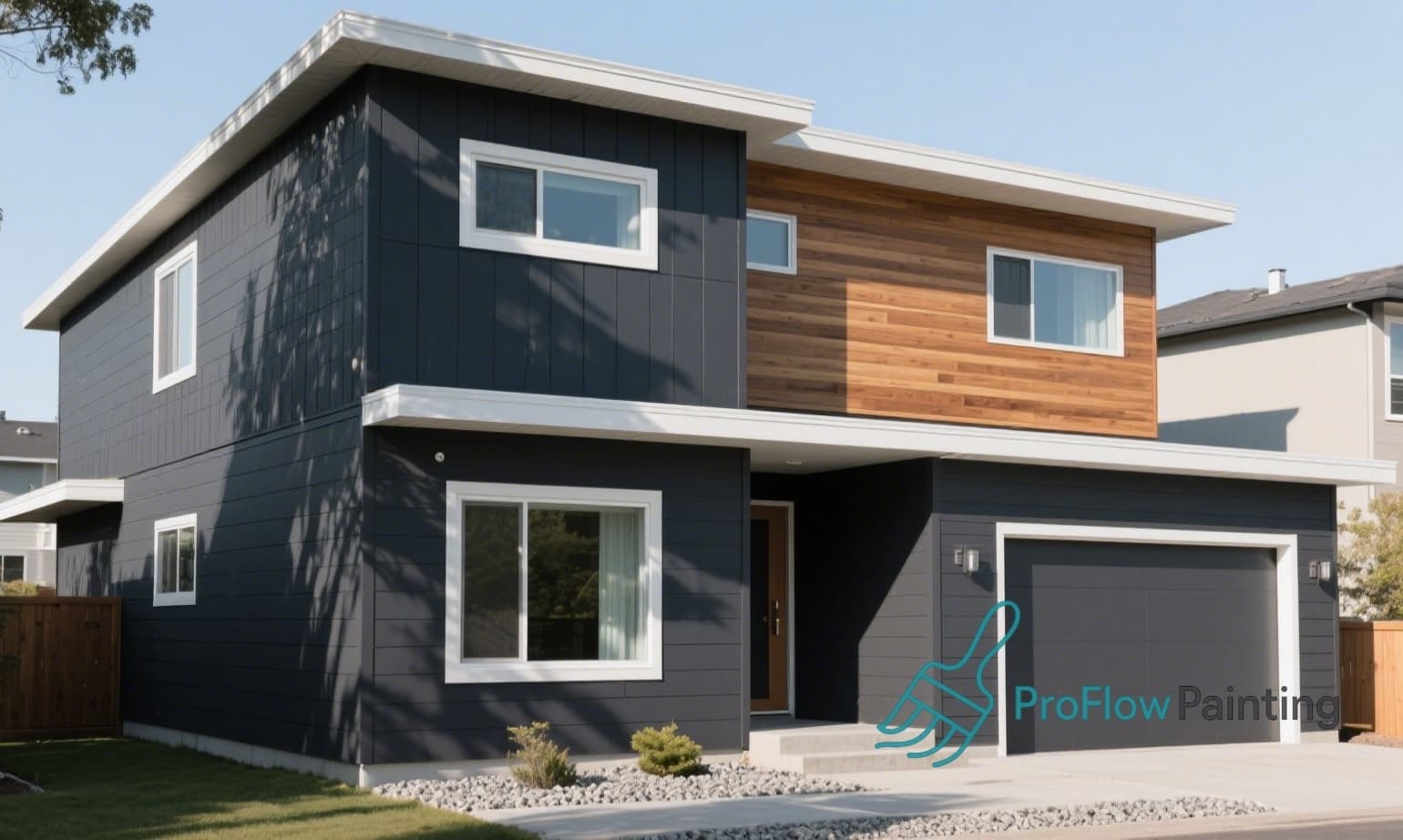 Three-story contemporary home with clean modern paint finish