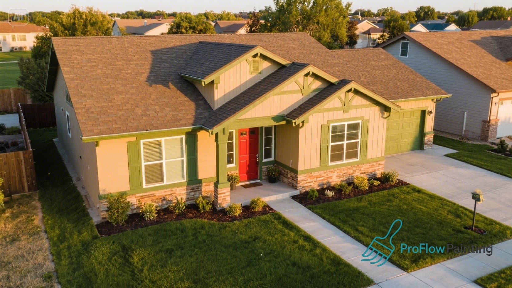 Beautifully painted residential home exterior