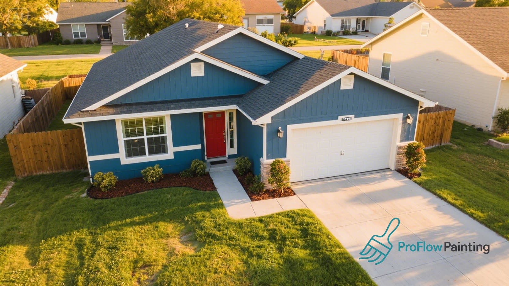 Residential exterior painting from elevated angle